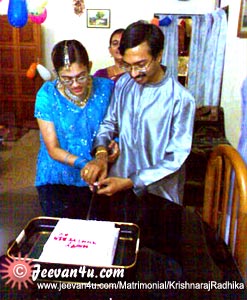 Krishnaraj Radhika First Wedding Anniversary Photos